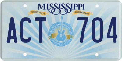 MS license plate ACT704