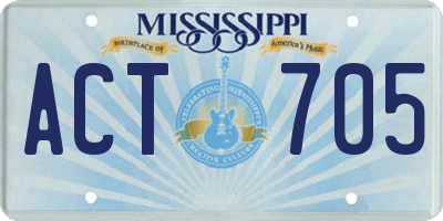 MS license plate ACT705