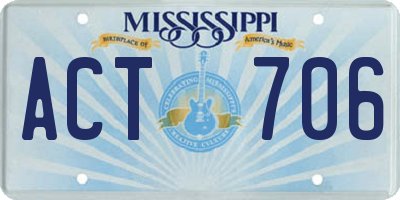MS license plate ACT706
