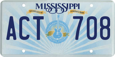 MS license plate ACT708