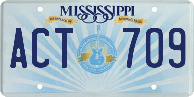 MS license plate ACT709