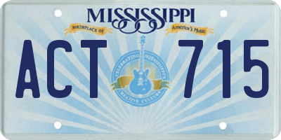 MS license plate ACT715
