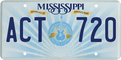 MS license plate ACT720