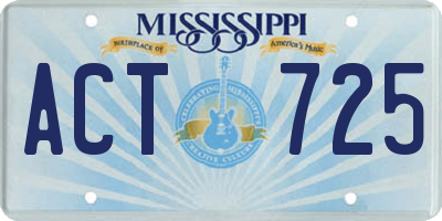 MS license plate ACT725