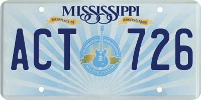 MS license plate ACT726