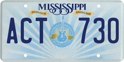 MS license plate ACT730