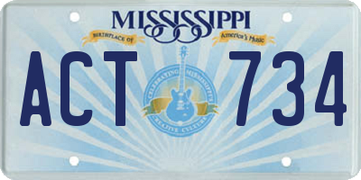 MS license plate ACT734