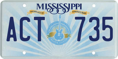 MS license plate ACT735