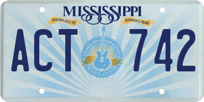 MS license plate ACT742
