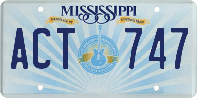 MS license plate ACT747