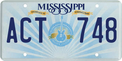 MS license plate ACT748