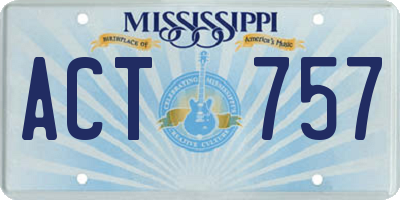 MS license plate ACT757