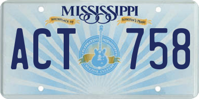 MS license plate ACT758