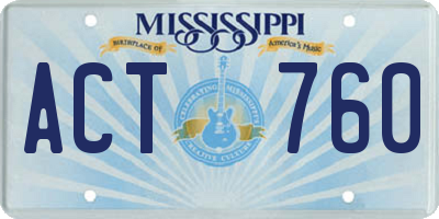 MS license plate ACT760