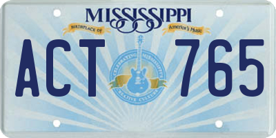 MS license plate ACT765