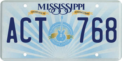 MS license plate ACT768