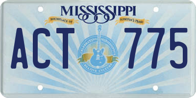 MS license plate ACT775