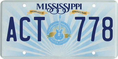 MS license plate ACT778