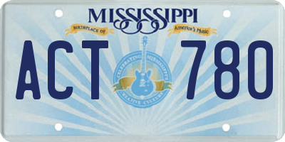MS license plate ACT780