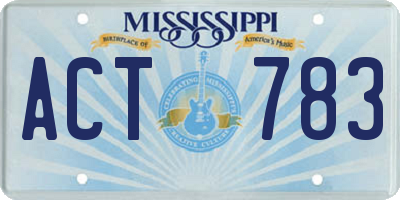 MS license plate ACT783