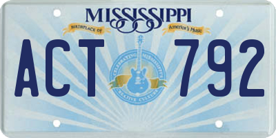 MS license plate ACT792