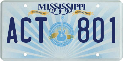 MS license plate ACT801