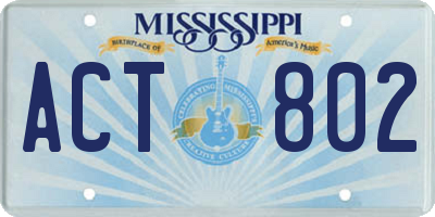 MS license plate ACT802