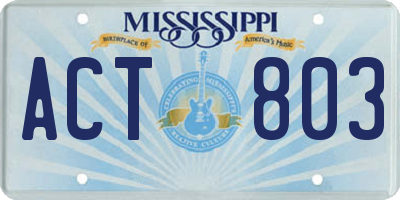 MS license plate ACT803