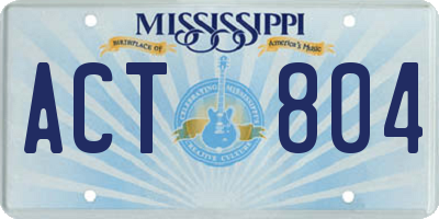 MS license plate ACT804