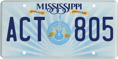 MS license plate ACT805