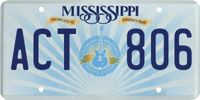 MS license plate ACT806