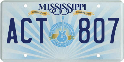 MS license plate ACT807