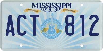 MS license plate ACT812