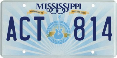 MS license plate ACT814
