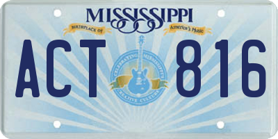 MS license plate ACT816