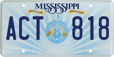 MS license plate ACT818