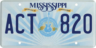 MS license plate ACT820