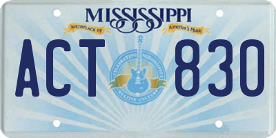 MS license plate ACT830