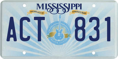 MS license plate ACT831