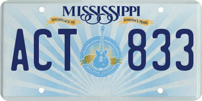 MS license plate ACT833