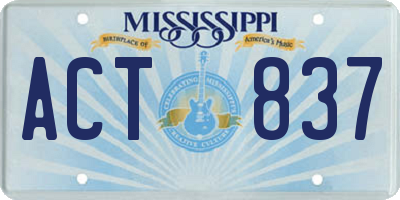 MS license plate ACT837