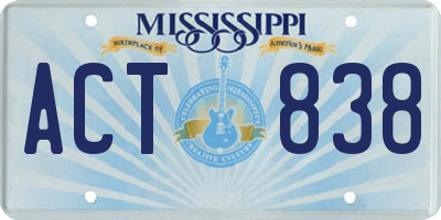 MS license plate ACT838