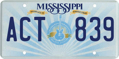 MS license plate ACT839