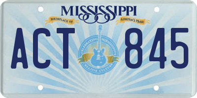MS license plate ACT845