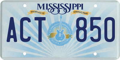 MS license plate ACT850