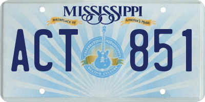 MS license plate ACT851