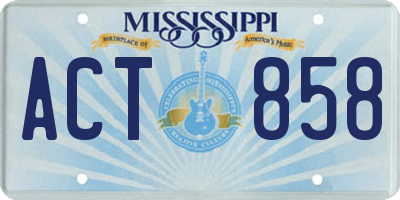 MS license plate ACT858