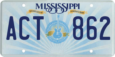 MS license plate ACT862