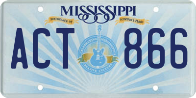 MS license plate ACT866