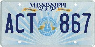 MS license plate ACT867